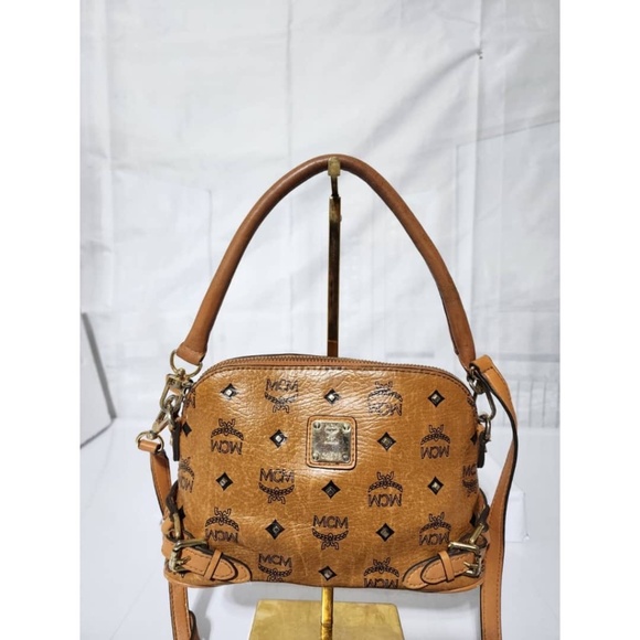 Authentic MCM Small Studded Satchel Bag Brown - Picture 4 of 13